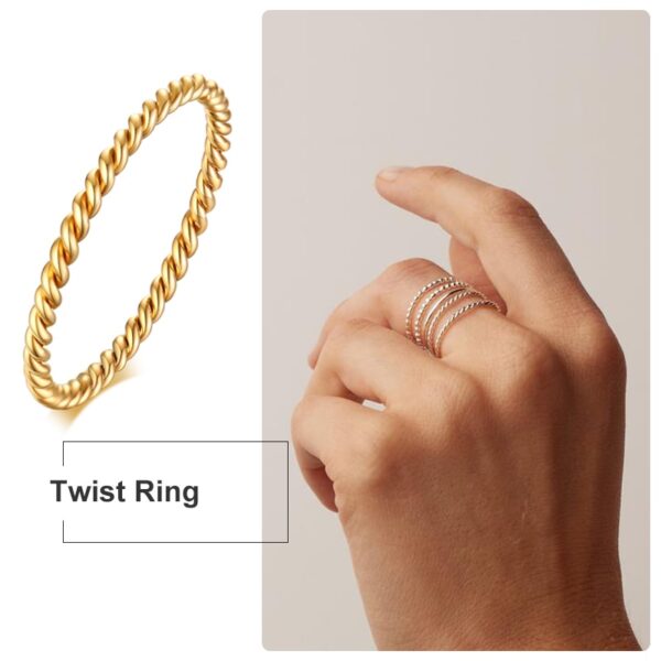 1,5 MM 2MM Knuckle Seil Twist Ring Edelstahl Hochzeit Band für Frauen Mädchen Stapeln Schmuck
