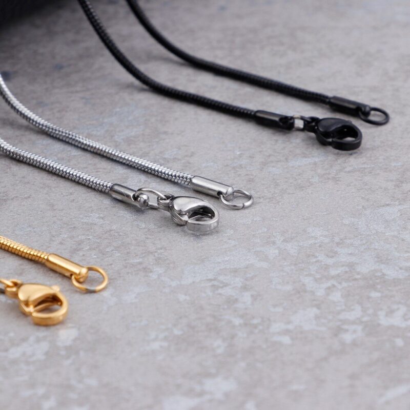 1,5mm Breite Edelstahl Schlange Kette Weibliche Rose Gold/Schwarz Mode Halsketten Für Frauen Mädchen Colliers Lange Ketten – Bild 2