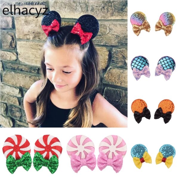 1 paar Nette Glitter Pailletten Cartoon Maus Ohren Bogen Haar Clips Für Mädchen Kinder Chic Haarnadeln Trendy Headwear DIY Haar zubehör