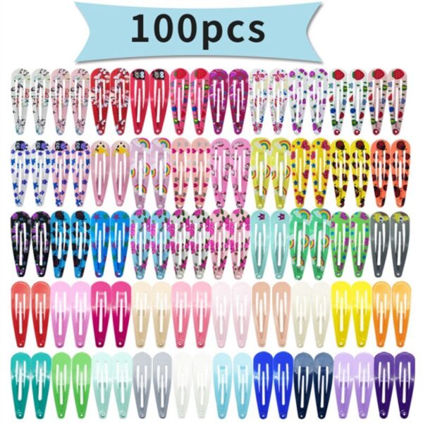 100 Teile/los Kinder Snap Metall Haar Clips Pins Nette Cartoon Blume Bogen 5cm Hairgrip Bunte Haar Zubehör für Baby mädchen Haarspange