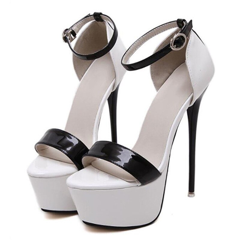 16cm Ultra High Heels Sandalen Für Frauen Sommer Sexy plattform Club Schuhe Frau Patent Leder Party Sandalen Größe 42 43 44 45 46 – Bild 3