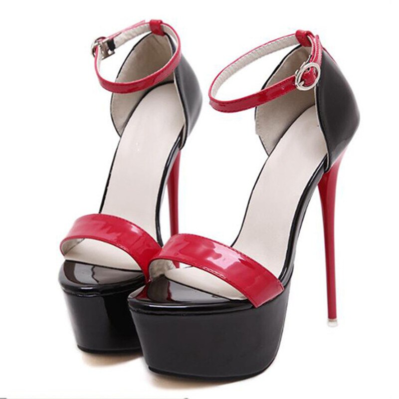16cm Ultra High Heels Sandalen Für Frauen Sommer Sexy plattform Club Schuhe Frau Patent Leder Party Sandalen Größe 42 43 44 45 46 – Bild 6
