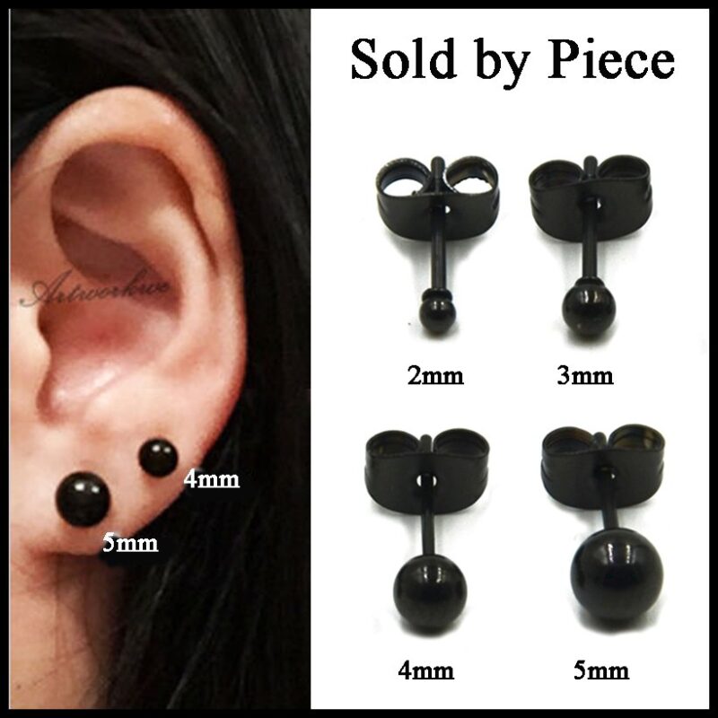 1PC 316l Chirurgische Stahl Nette Schwarze Perle Ball Ohr Stud Tragus Piercing Ohr Oberen Ohrringe 2mm & 3mm & 4mm & 5mm Charming Frauen Schmuck