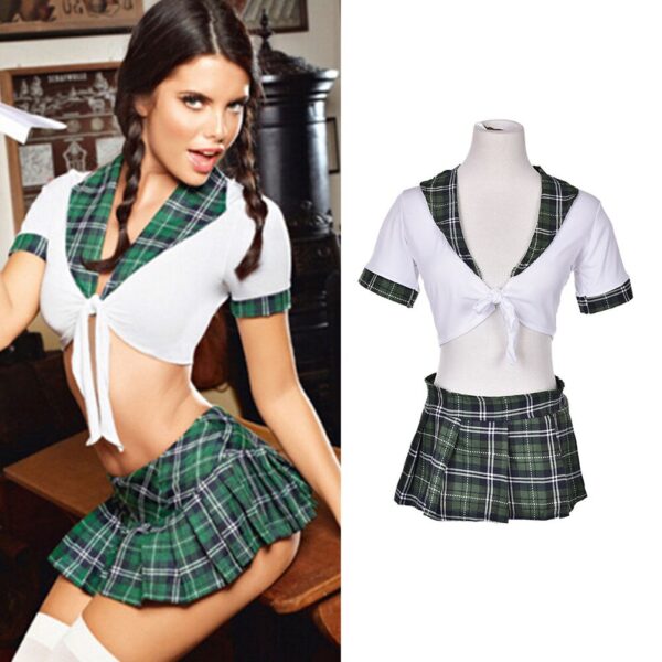 1Set Sexy Studenten Schule Mädchen Einheitliche Rolle Spielen Kostüme Erwachsene Halloween Kleidung Frauen Mädchen Plaid Cosplay Kleidung