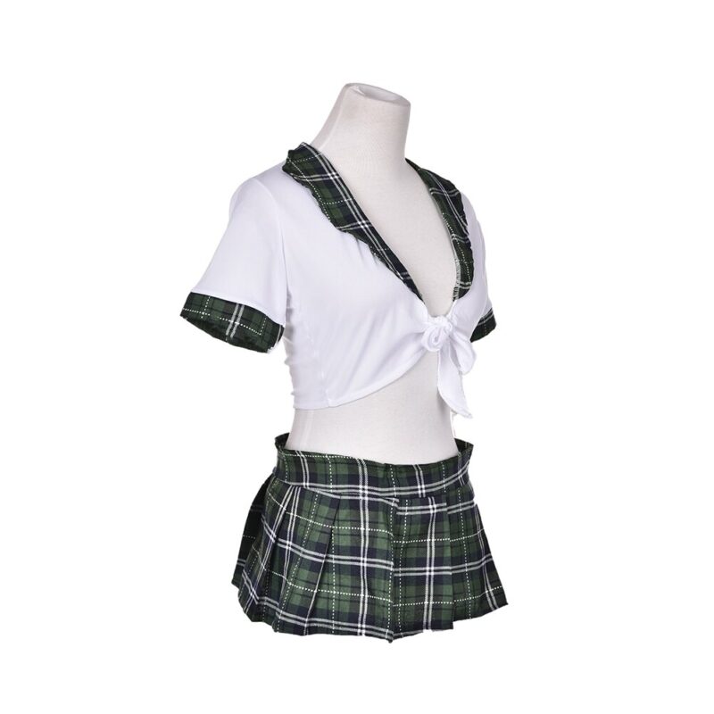 1Set Sexy Studenten Schule Mädchen Einheitliche Rolle Spielen Kostüme Erwachsene Halloween Kleidung Frauen Mädchen Plaid Cosplay Kleidung – Bild 4