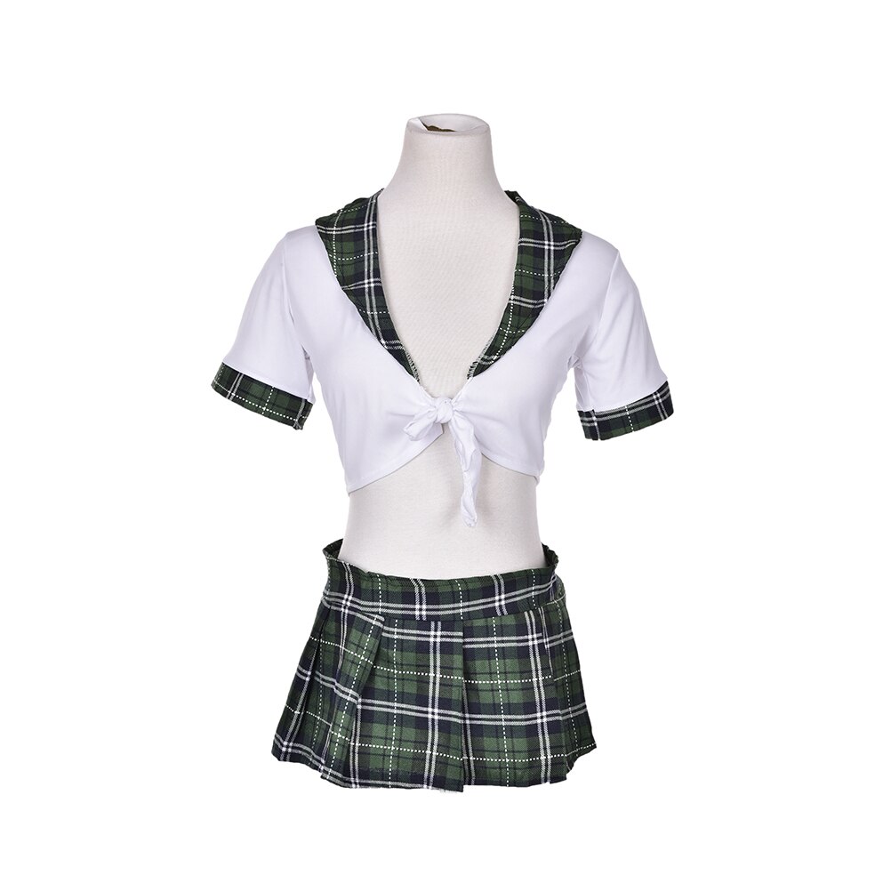 1Set Sexy Studenten Schule Mädchen Einheitliche Rolle Spielen Kostüme Erwachsene Halloween Kleidung Frauen Mädchen Plaid Cosplay Kleidung – Bild 2