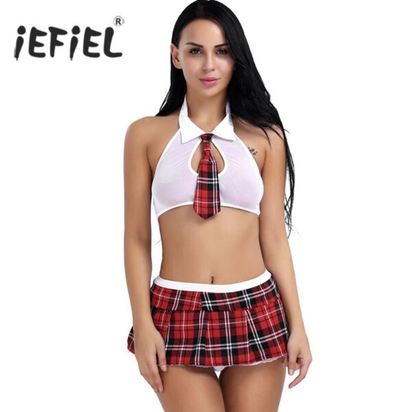 2 stücke Frauen Sexy Dessous Set Schule Mädchen Cosplay Uniform Sheer Crop Top mit Mini Rock frauen Kostüme Nacht partei Clubwear