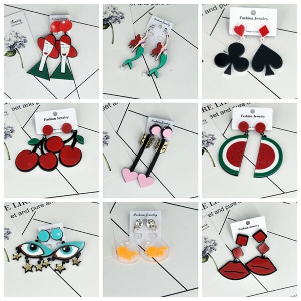 2019 koreanische Mode Lange Ohrring Big Herz Figur Lippen Quaste Geometrische Acryl Ohrringe Für Frauen Punk Schmuck Zubehör