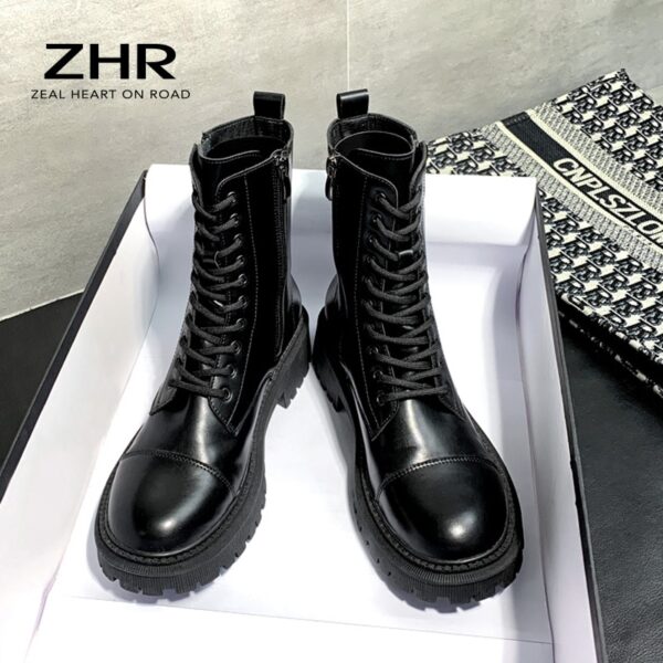 2020 HEIßER Luxus Goth Kampf Stiefel Frauen Plattform Stiefeletten Dick Chunky Martin Schuhe Zipper Fashion Heels Marke Designer