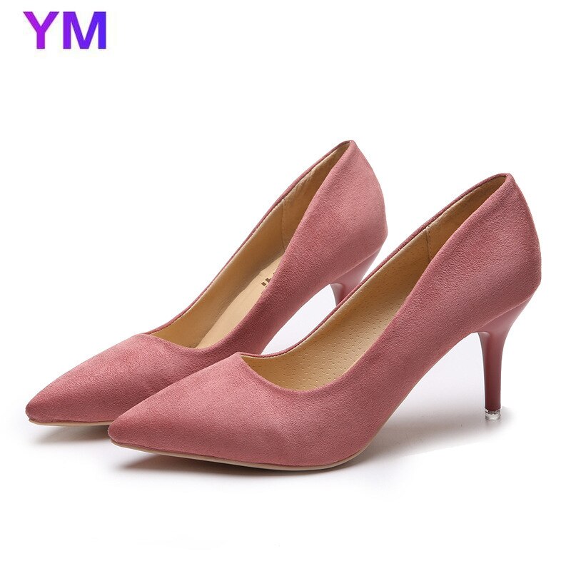 2020 frühling Herbst Neue Spitz Wildleder Pumpen Europa Amerika Stil Dünne Ferse Wilden frauen Schuhe Slip-on sexy Pumpt Große Größe 44 – Bild 3