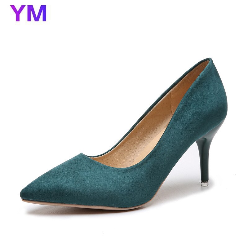 2020 frühling Herbst Neue Spitz Wildleder Pumpen Europa Amerika Stil Dünne Ferse Wilden frauen Schuhe Slip-on sexy Pumpt Große Größe 44 – Bild 5