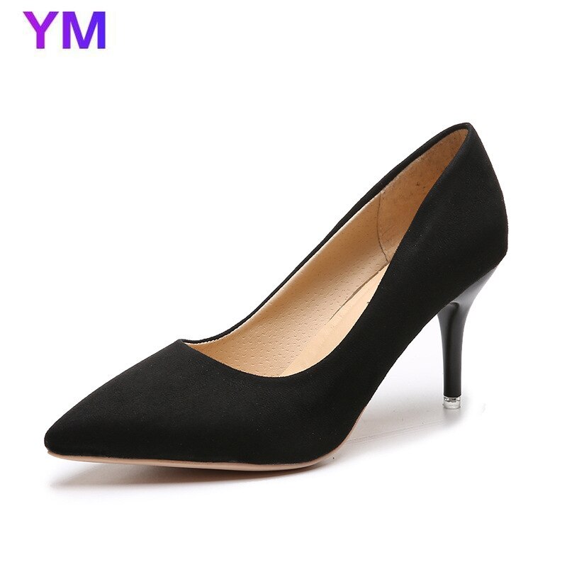 2020 frühling Herbst Neue Spitz Wildleder Pumpen Europa Amerika Stil Dünne Ferse Wilden frauen Schuhe Slip-on sexy Pumpt Große Größe 44 – Bild 6