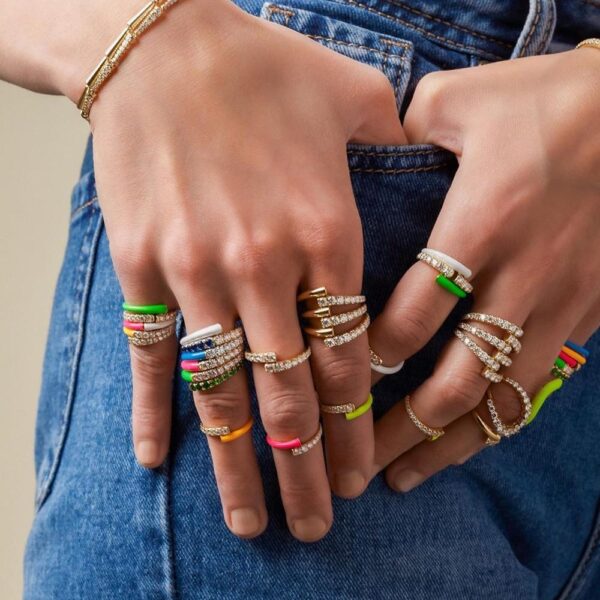 2020 sommer neue bunte Neon emaille öffnen eingestellt finger ring für frauen fluorescent mode schmuck