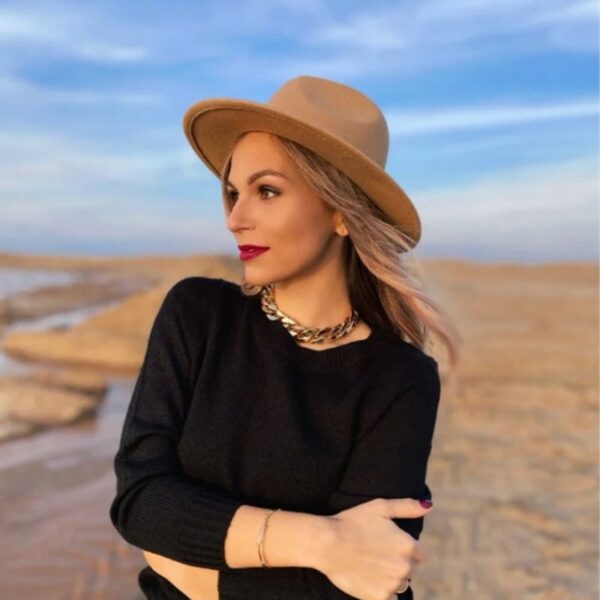 2020 winter fedora hüte für frauen mode Flache breite Krempe Wollfilz Jazz Fedora Hüte für männer schwarz goth top vintage hochzeit Hut