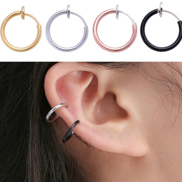2021 Trend Stealth Clip auf Ohrringe für Frauen Gefälschte Frühling Clip auf Nase Clips Ring Hoop Lip Ring Helix Ring hoop Ohr Ring Hoop