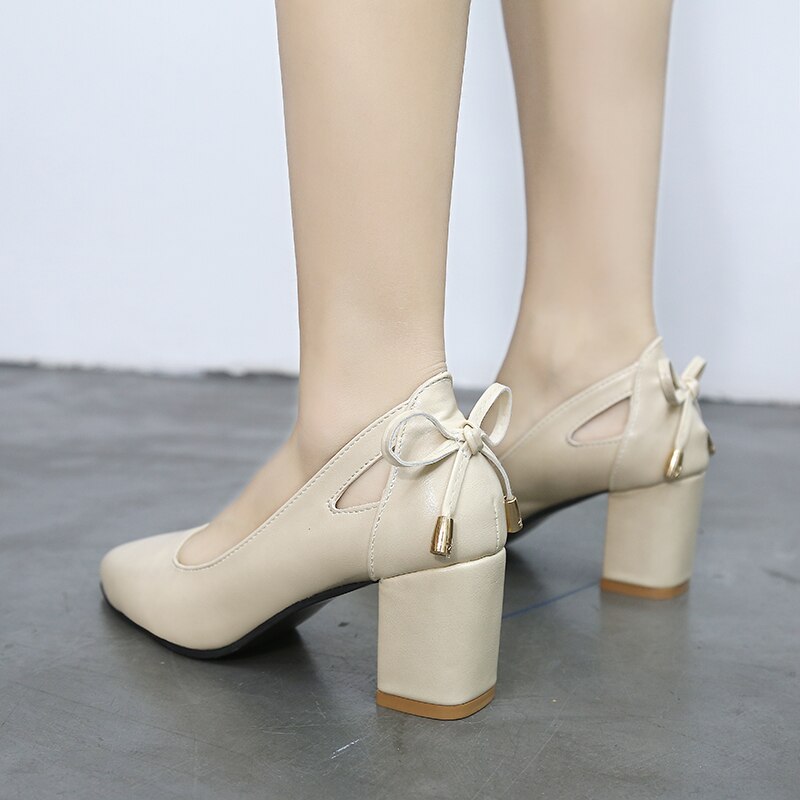 2021 frühjahr Neue Frauen Pumpt Leder Sexy Spitz Platz High Heels 6CM Schuh Damen Mode Flach Derss Schuhe große Größe 44 – Bild 4