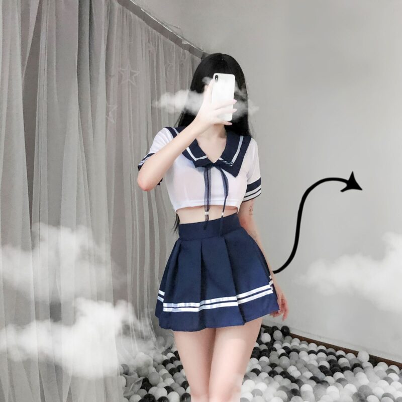 2021 frauen Sexy Cosplay Dessous Student Uniform schule mädchen Damen Erotische Kostüm Babydoll Kleid Frauen Spitze Minirock Outfit # – Bild 5