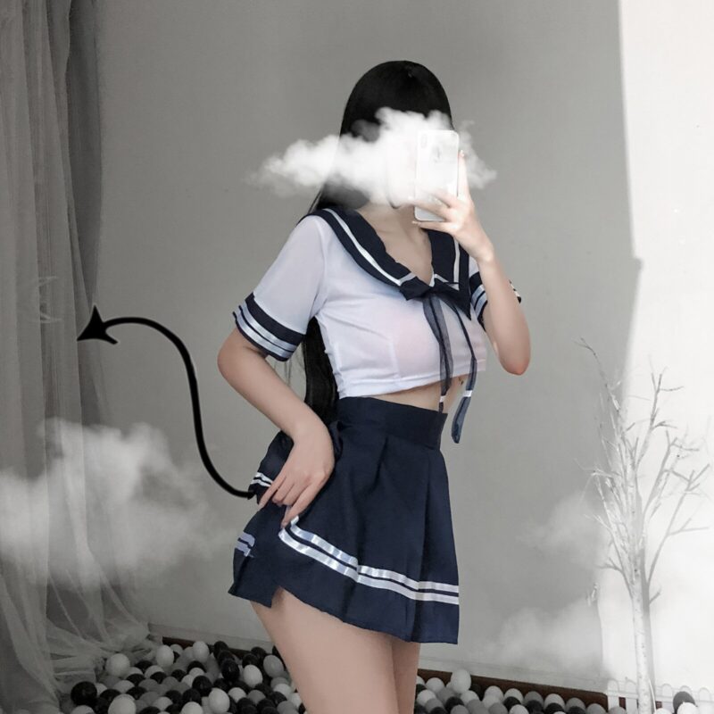 2021 frauen Sexy Cosplay Dessous Student Uniform schule mädchen Damen Erotische Kostüm Babydoll Kleid Frauen Spitze Minirock Outfit # – Bild 6