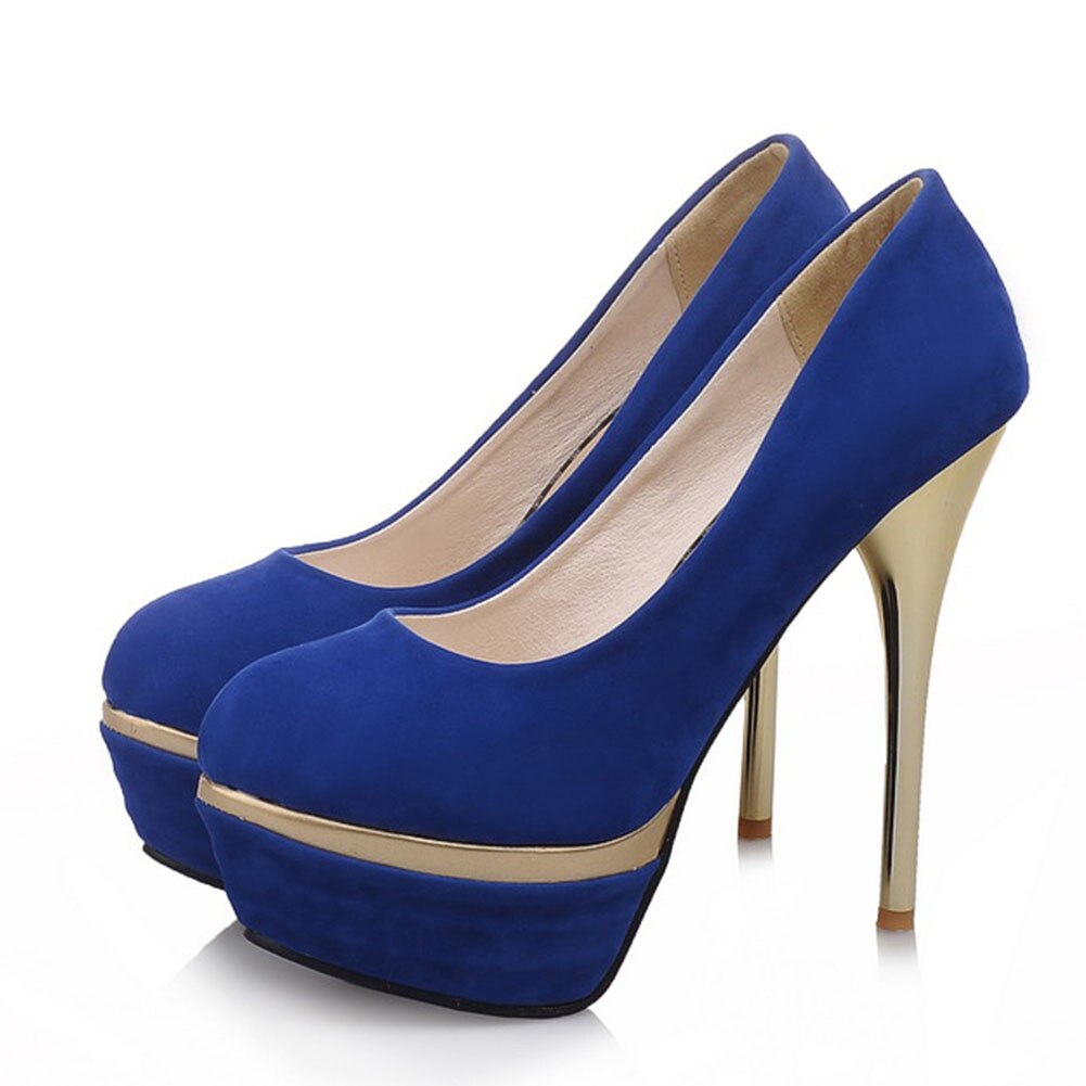 2021 klassische Schuhe Frauen Plus Größe 44 Plattform Schwarz Rot Blau High Heels Klassische Büro Dame Hochzeit Party Pumpen – Bild 2