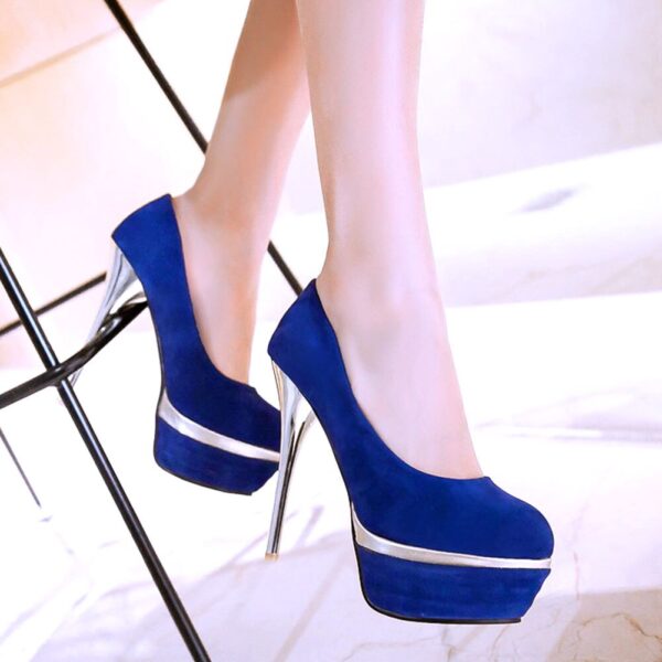 2021 klassische Schuhe Frauen Plus Größe 44 Plattform Schwarz Rot Blau High Heels Klassische Büro Dame Hochzeit Party Pumpen