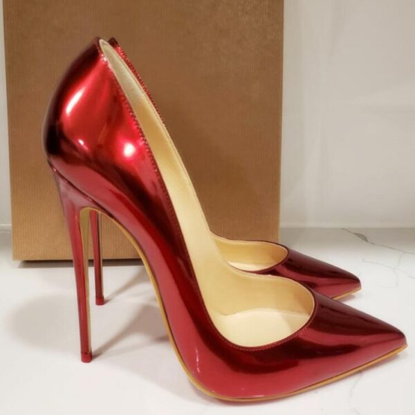 2021 neue Farbe Marke Red Heels für Frauen Spitz Schuhe 12cm High Heels Sexy Hochzeit Schuhe Super Hohe (8cm-up) plus Größe 44