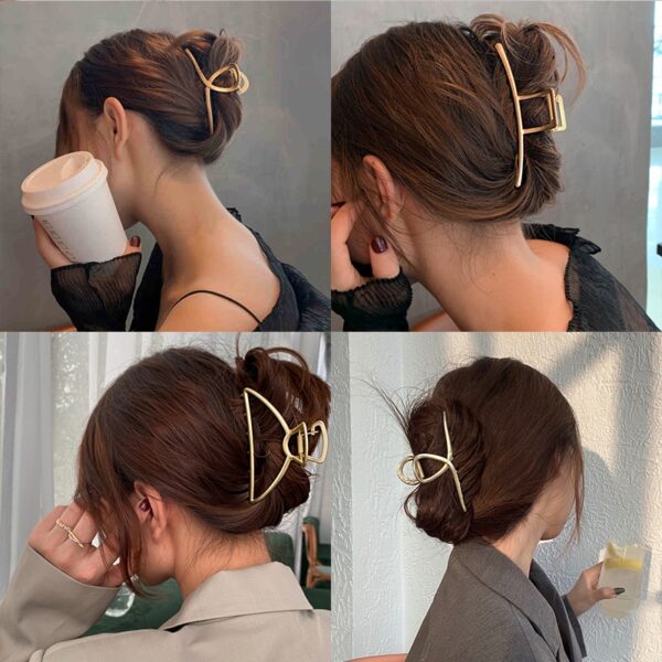2021 neue Frauen Elegante Gold Silber Hohl Geometrische Metall Haar Klaue Vintage Haar Clips Stirnband Haarnadel Mode Haar Zubehör