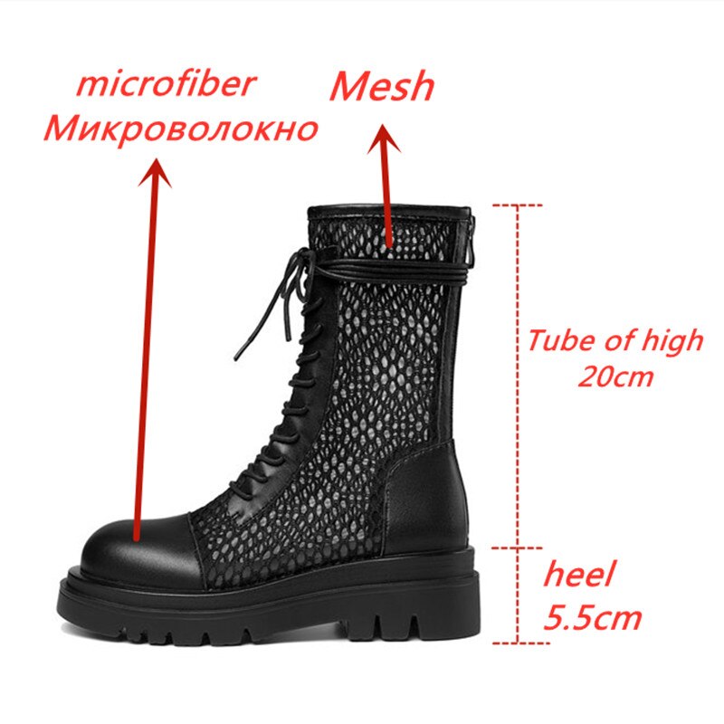 2021 neue Sommer Knöchel Frauen Stiefel Mode Mikrofaser Mesh Entilate Platz Ferse Frauen Schuhe Damen Büro Arbeiten Schuhe – Bild 2