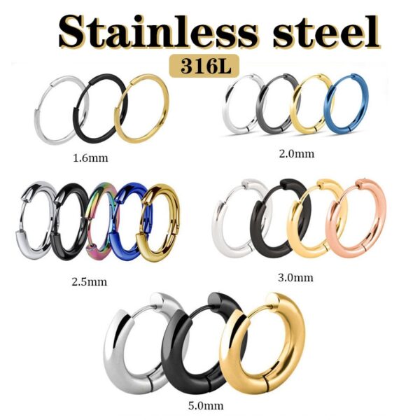 2Pcs Hoop Stud Ohrringe Frauen Männer Edelstahl Ring Schmuck Frankreich Spanien Großhandel Ohrringe Fashion Schmuck 2020 Rose Gold