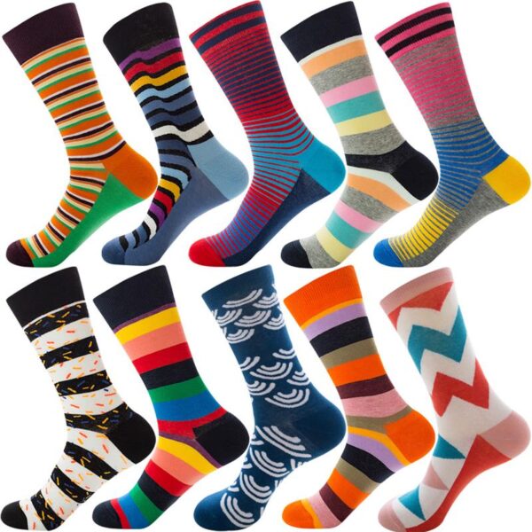 300 stil Happy Sock Männer Socken Design Plaid Bunte Business Party Kleid Lustige Frau Socken Baumwolle Geometrische Harajuku