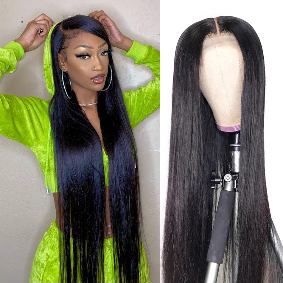 32 30 zoll Knochen Gerade Spitze Vorne Perücke 4x4 Verschluss Perücke 150 Brasilianische 13x4 Lange Spitze frontal Menschliches Haar Perücken Für Schwarze Frauen