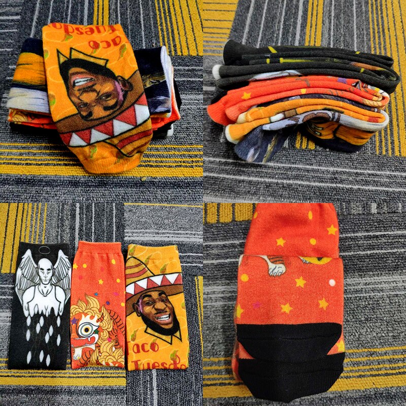 3D Kühlen Doodle Druck Socken Mode Trend Compresion Oberschenkel Hohe Socken Bunte Glückliche Lustige Harajuku Baumwolle Warme Lange Socken – Bild 6