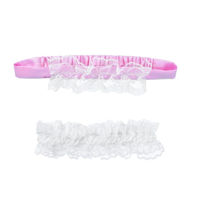 3Pcs Herren Sissy Maid Uniform Kostüm Outfit Satin Kleid mit Halsband und Stirnband Dessous Sex Crossdressing Kostüm – Bild 4