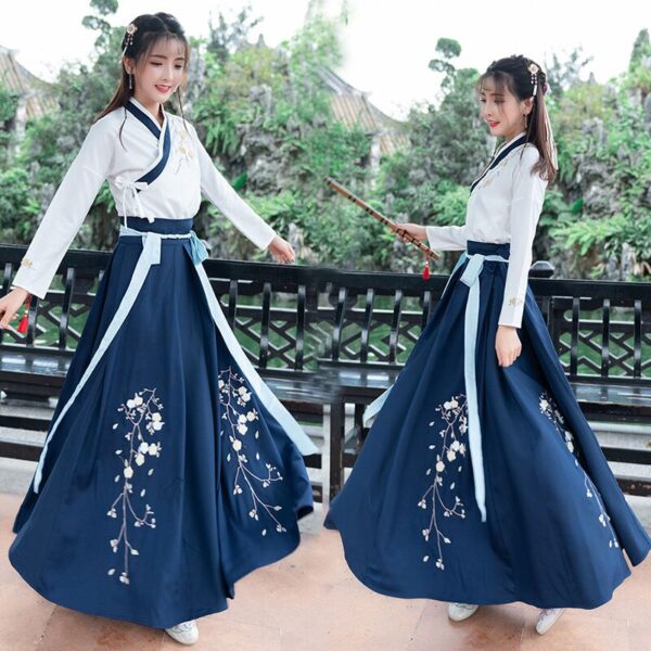 4 farbe Chinesische Traditionelle Frauen Plum Hanfu Kleid Fee Frische Elegante Folk Dance Bühne Leistung Tang-dynastie Alte Kostüm