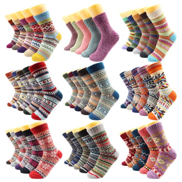 5 Pairs Winter Wärmer Frauen Verdicken Thermische Wolle Cashmere Schnee Socken Mode Casual Euramerican Nationalen Wolle Socken für Frauen