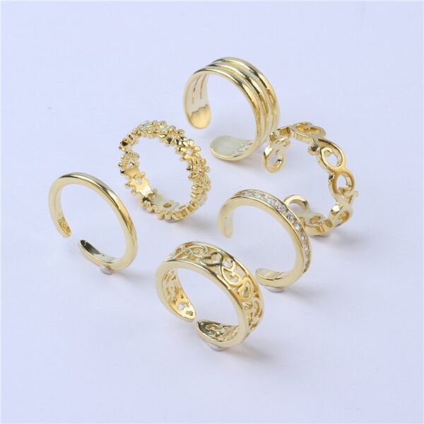 6PCS Einstellbare Kappe Ring für Frauen Mädchen Unteren Knoten Einfache Knuckle Stapelbar Öffnen Schwanz Ring Band Hawaiian Fuß Schmuck