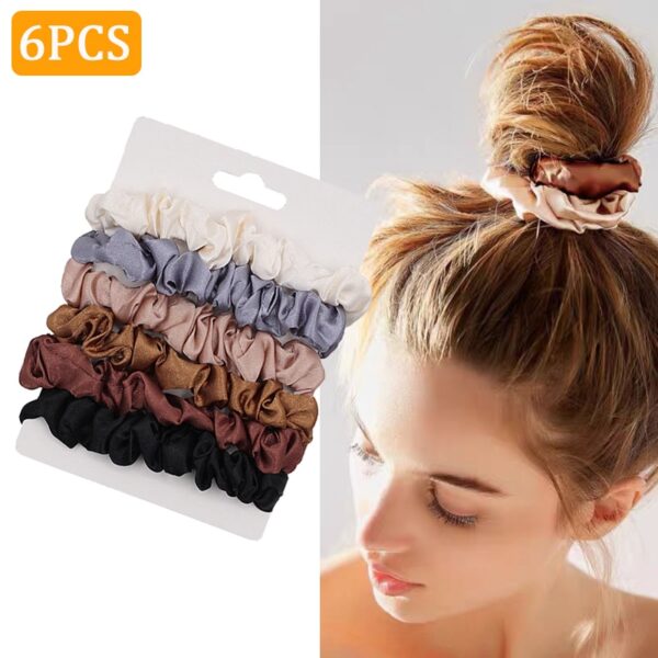 6PCS Frau Mode Scrunchies Satin Seide Haar Bindet Seil Mädchen Pferdeschwanz-halter Gummiband Elastische Haarband Haar Zubehör