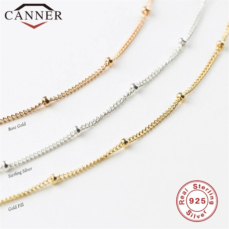 925 sterling silber Halsband Halskette Frauen Perle Kette Gold Halskette Gold Rose Gold Silber farbe Kette Halskette Großhandel – Bild 2