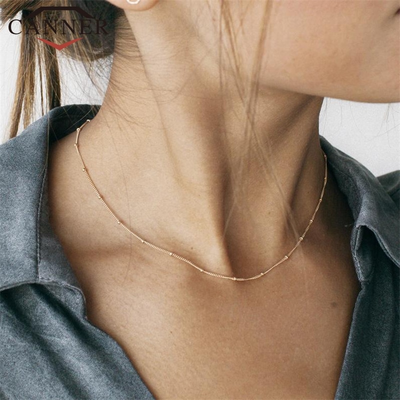 925 sterling silber Halsband Halskette Frauen Perle Kette Gold Halskette Gold Rose Gold Silber farbe Kette Halskette Großhandel
