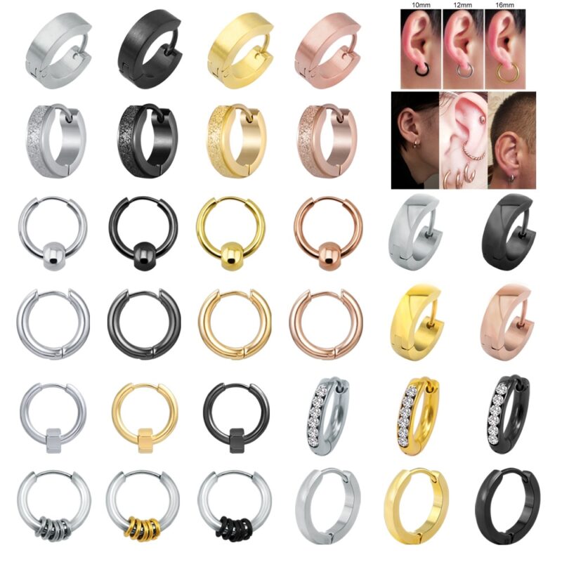 AOEDEJ Edelstahl Hoop Ohrringe Frauen Gold/Rose Gold/Schwarz/Silber Farbe Runde Kreis Ohrring Ohr Ring clip Ohrringe Schmuck