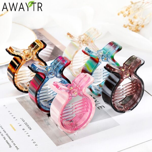 AWAYTR Marmor Haar Claws Acryl Haar Clip Women Hair Haarnadeln Vogel Nest Floral Twist Pferdeschwanz Clips Mädchen Haar Zubehör