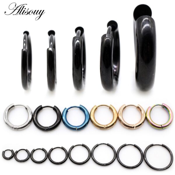 Alisouy 2 stücke Edelstahl 1.6/2/2.5/3/5mm Dicke Frauen Männer Kreis Clip Runde Hoop Ohrringe Ohr Helix Punk Piercing Schmuck