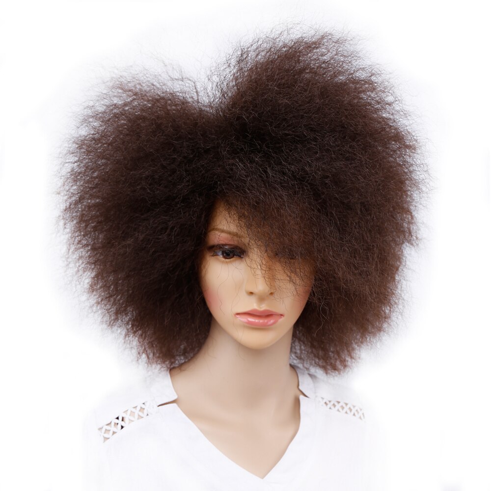 Amir Verworrene Lockige Kurze Afro Perücken Natur Schwarz Braun Rot Farbe 6 inch Kurze Perücke 90g Synthetische Perücke Für frauen – Bild 2