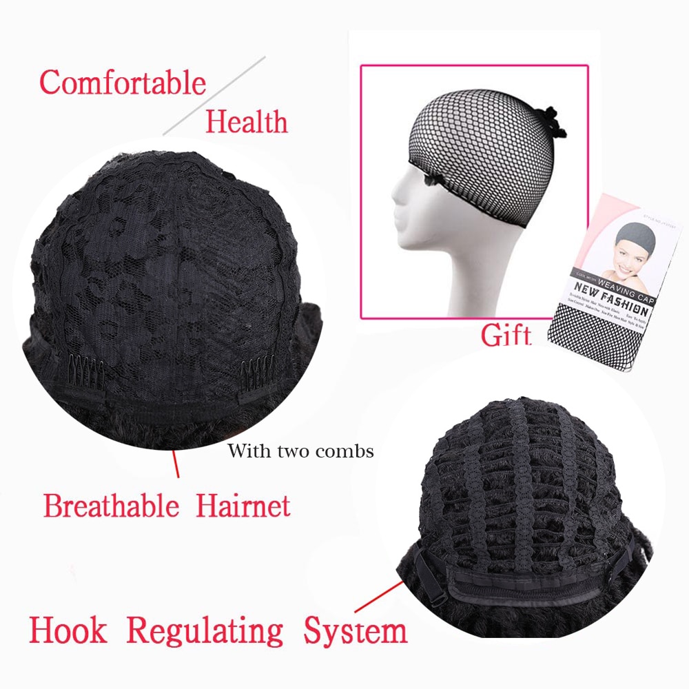 Amir Verworrene Lockige Kurze Afro Perücken Natur Schwarz Braun Rot Farbe 6 inch Kurze Perücke 90g Synthetische Perücke Für frauen – Bild 5
