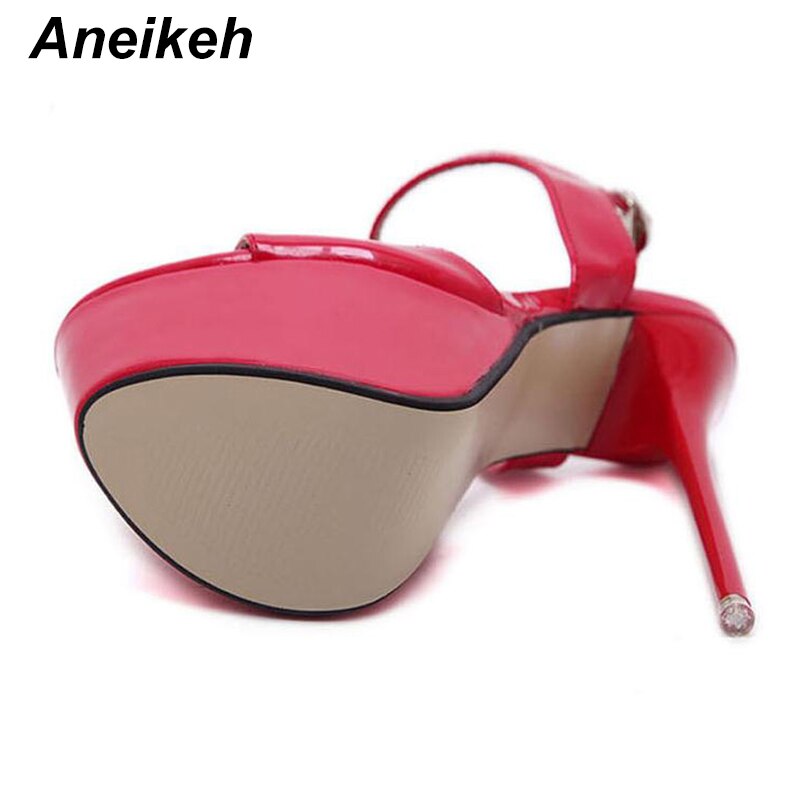 Aneikeh 2021 Sommer Plattform Sandalen Sexy 16cm Frauen Sandalen High Heels Offene spitze Schnalle Nachtclub Schuhe Schwarz Große Größe 44 45 46 – Bild 5