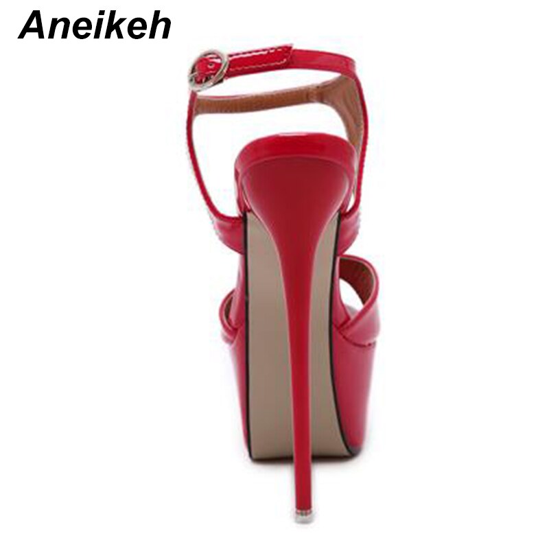 Aneikeh 2021 Sommer Plattform Sandalen Sexy 16cm Frauen Sandalen High Heels Offene spitze Schnalle Nachtclub Schuhe Schwarz Große Größe 44 45 46 – Bild 6