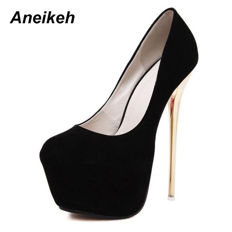 Aneikeh Sexy Pumps Hochzeit Frauen Fetisch Schuhe Concise Frau Pumpen Latform Sehr Hohe Ferse Stripper Flock Pumpen 16 cm Größe 44 45 – Bild 3