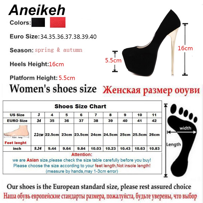 Aneikeh Sexy Pumps Hochzeit Frauen Fetisch Schuhe Concise Frau Pumpen Latform Sehr Hohe Ferse Stripper Flock Pumpen 16 cm Größe 44 45 – Bild 6