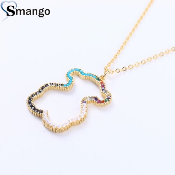 Anhänger Halskette Schmuck Mode Bär Halskette für Frauen Zirkon Intarsien mit Perle Collares Gold-kette Top Grade Qualität Geschenk