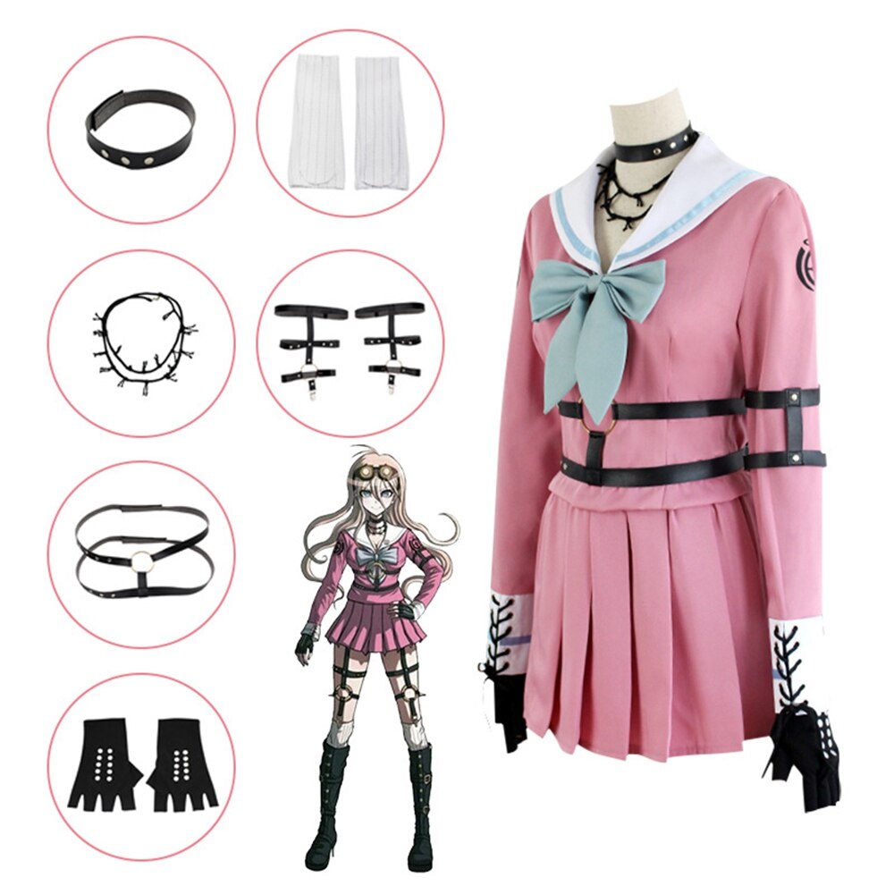 Anime Danganronpa V3 Miu Iruma Cosplay Kostüm Frauen Mädchen Kleid Perücke Sailor Anzug Halloween Karneval Schuluniform Outfit Set – Bild 2