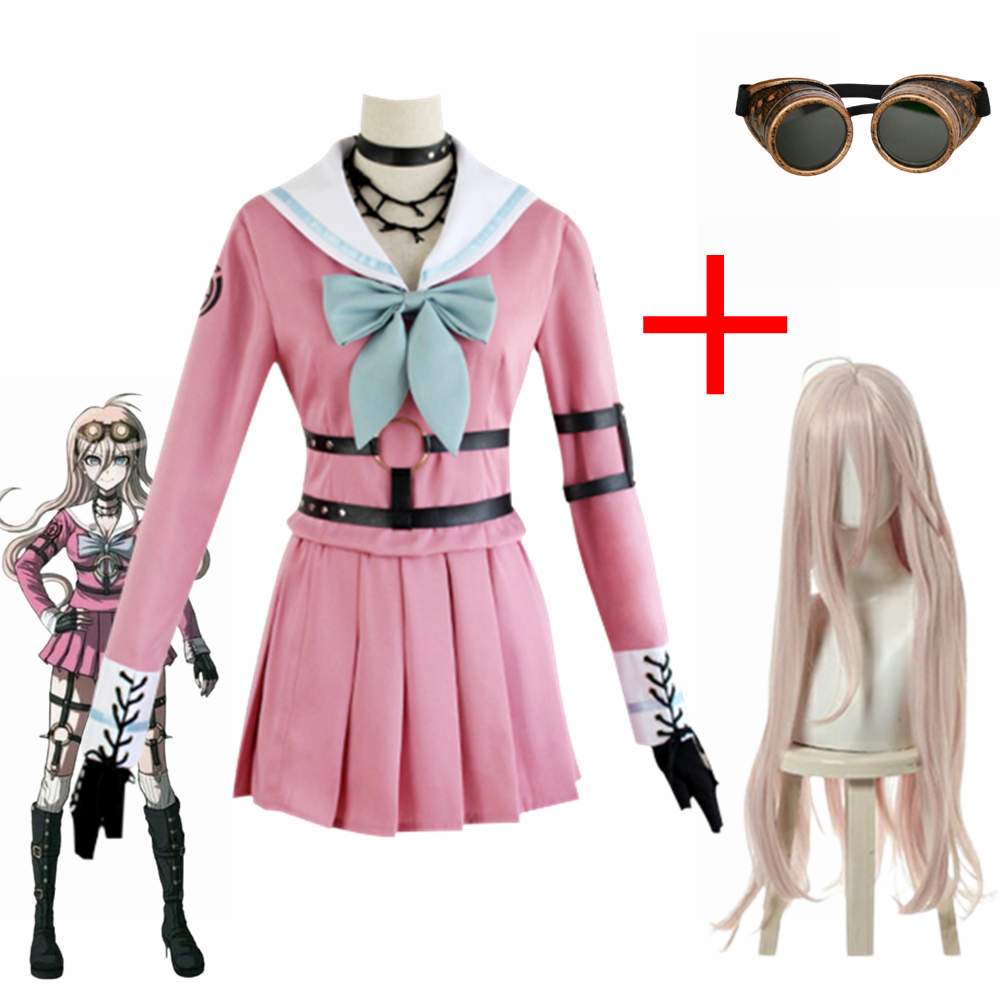 Anime Danganronpa V3 Miu Iruma Cosplay Kostüm Frauen Mädchen Kleid Perücke Sailor Anzug Halloween Karneval Schuluniform Outfit Set
